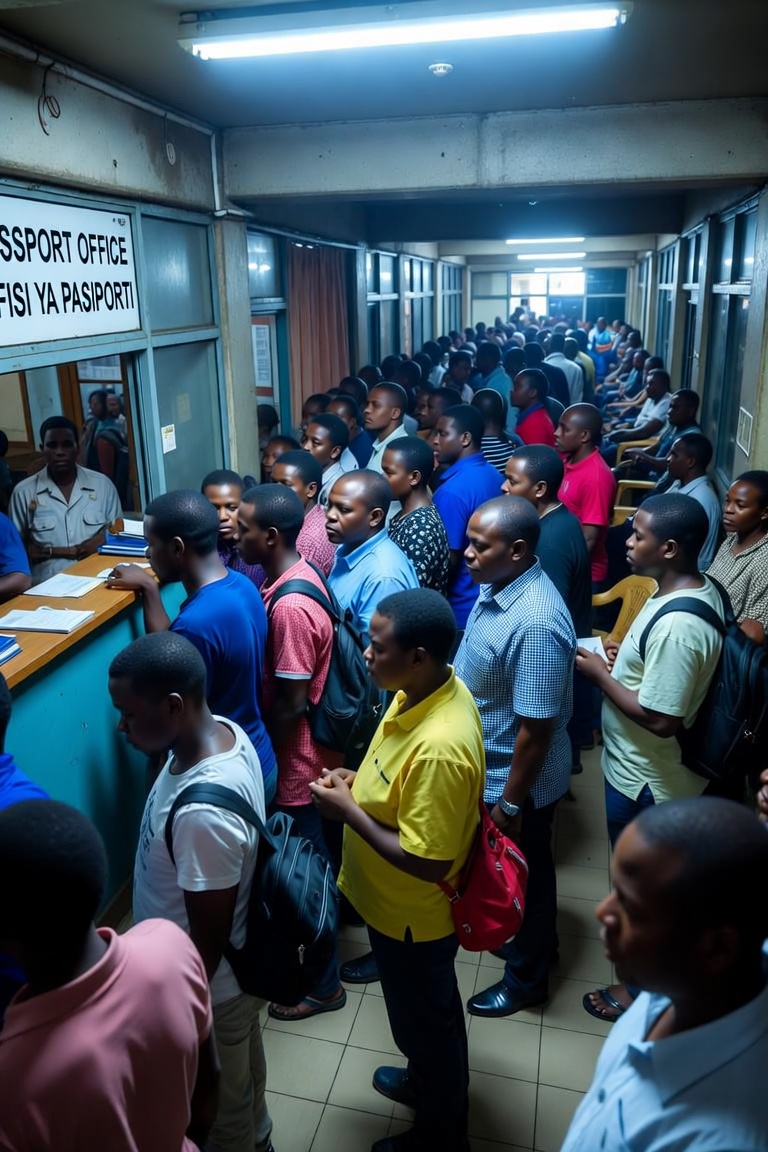 people queuing to get passport